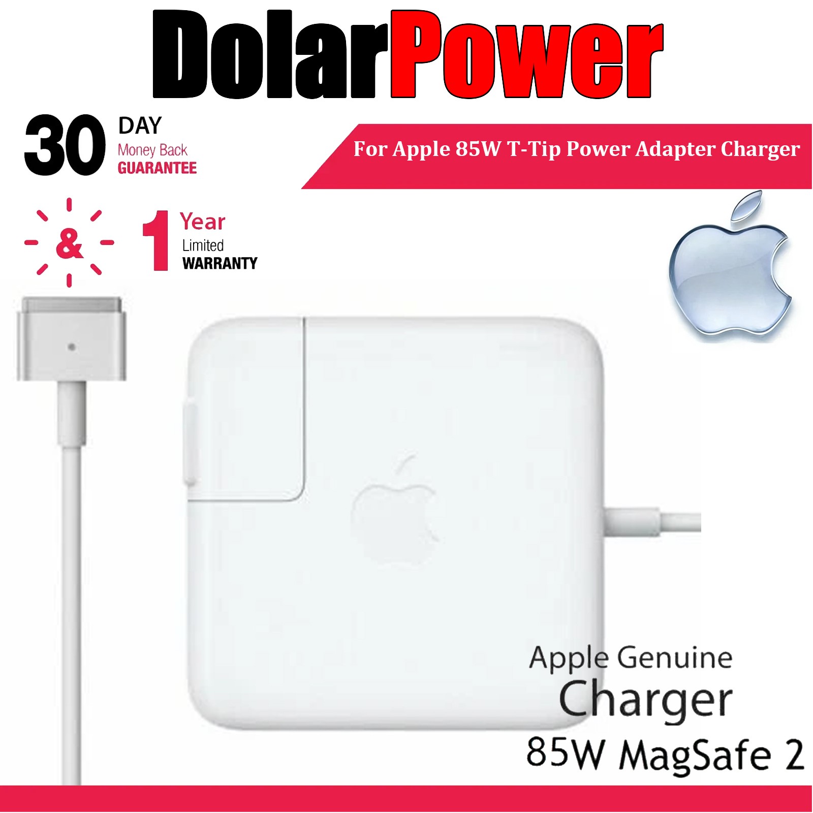 1X 85W T-Tip Power Adapter Charger Macbook Pro 15 17'' 2012-2015 A1424 A1398 OEM