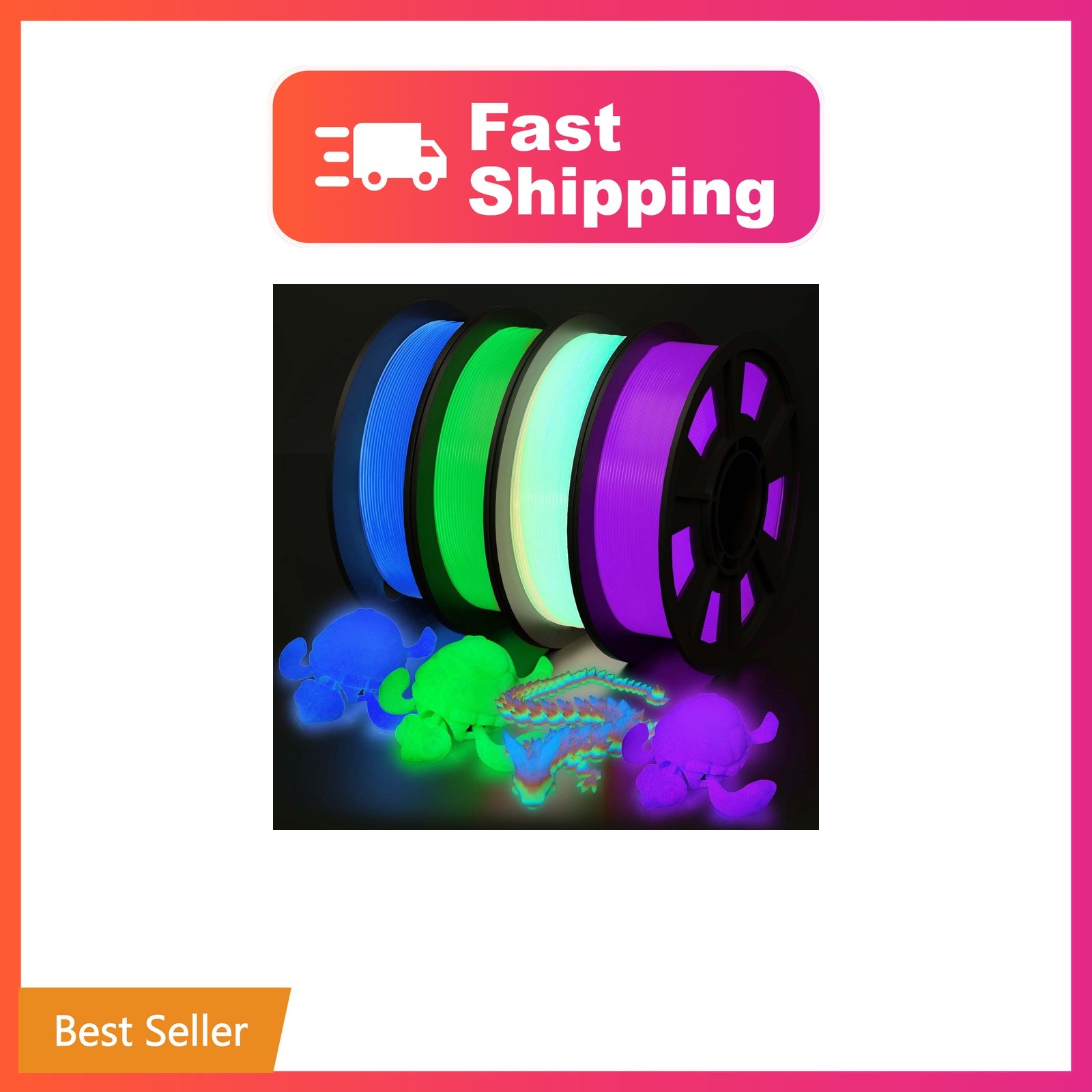 YOUSU 3D Printer Filament Bundle, Glow in The Dark Filament Multicolor, Green...