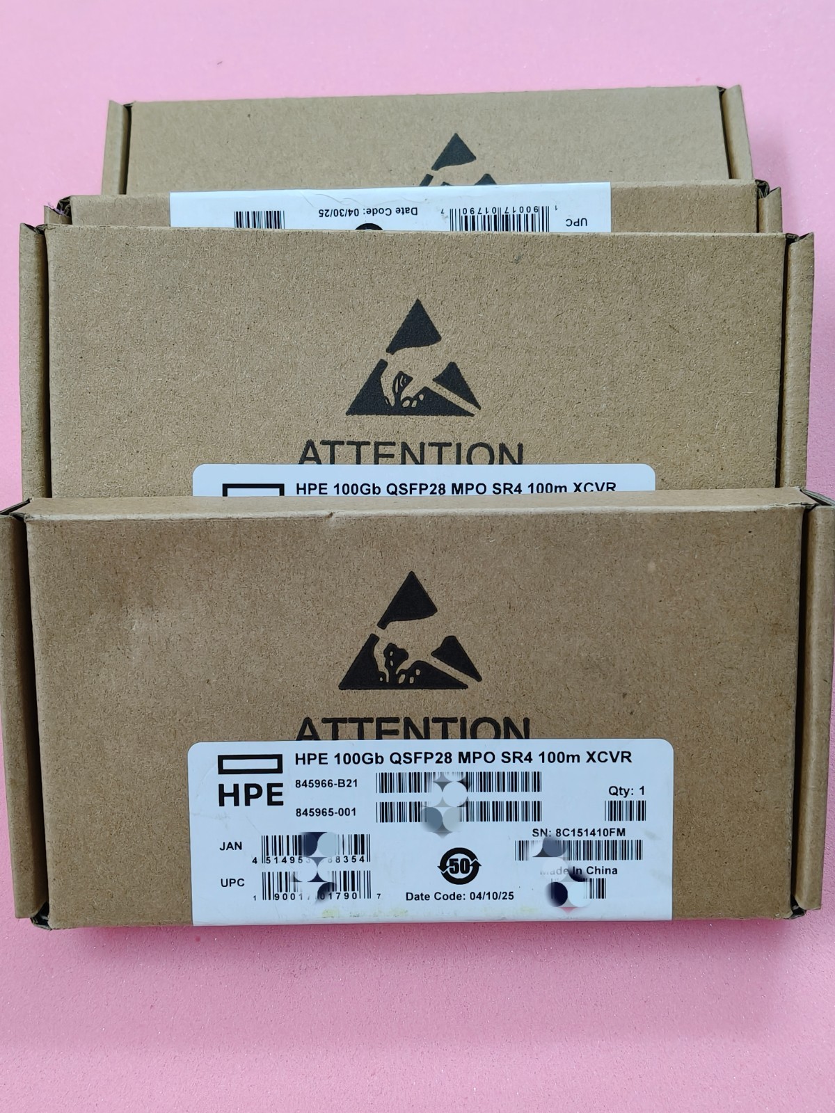 HPE 845966-B21 QSFP28 100Gb MPO SR4 100m XCVR 850nm MMF 845965-001