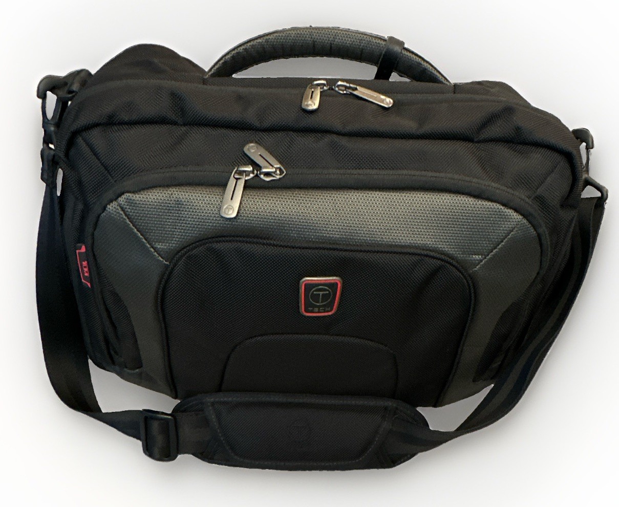 Tumi T-Tech Nylon Padded Laptop Messenger Bag, Black & Gray, Model #6754D