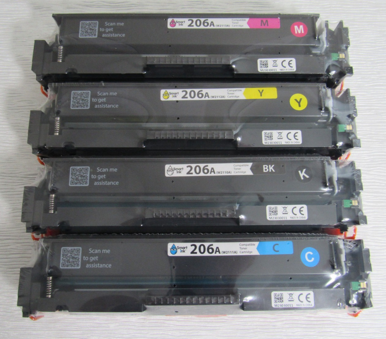 Bundle Set of 4 Smart Ink 206A Compatible Chipped Toner Cartridges For HP