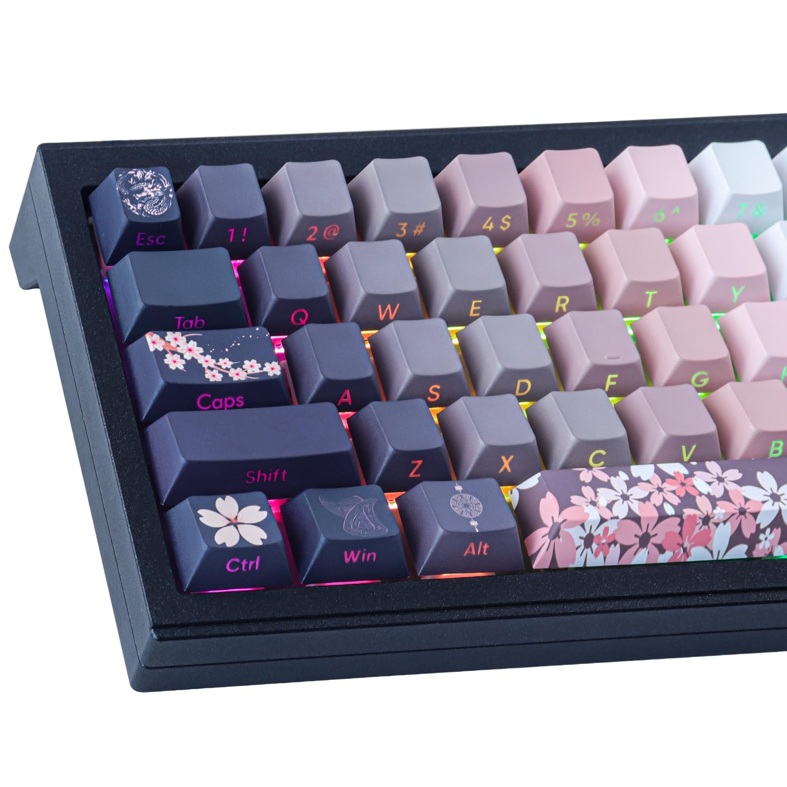 Double Shot PBT Keycaps Side Engraved Transparent Backlit 135 Keys