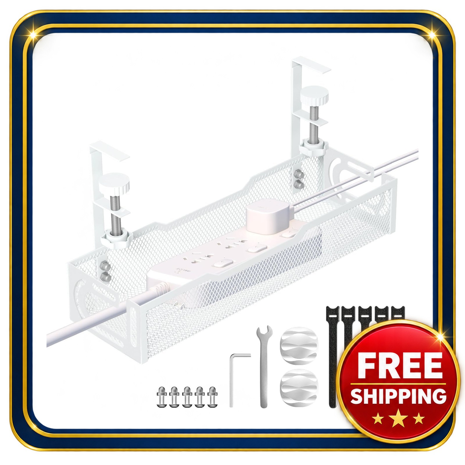 Under Desk Cable Management Tray Mesh No Drill Supports Up To 15 Lbs