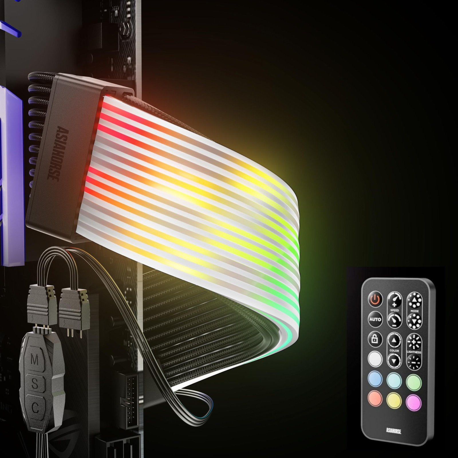 Aurora RGB Cable Cover with 108 Addressable LEDs, RGB Power Cable Cover for M...