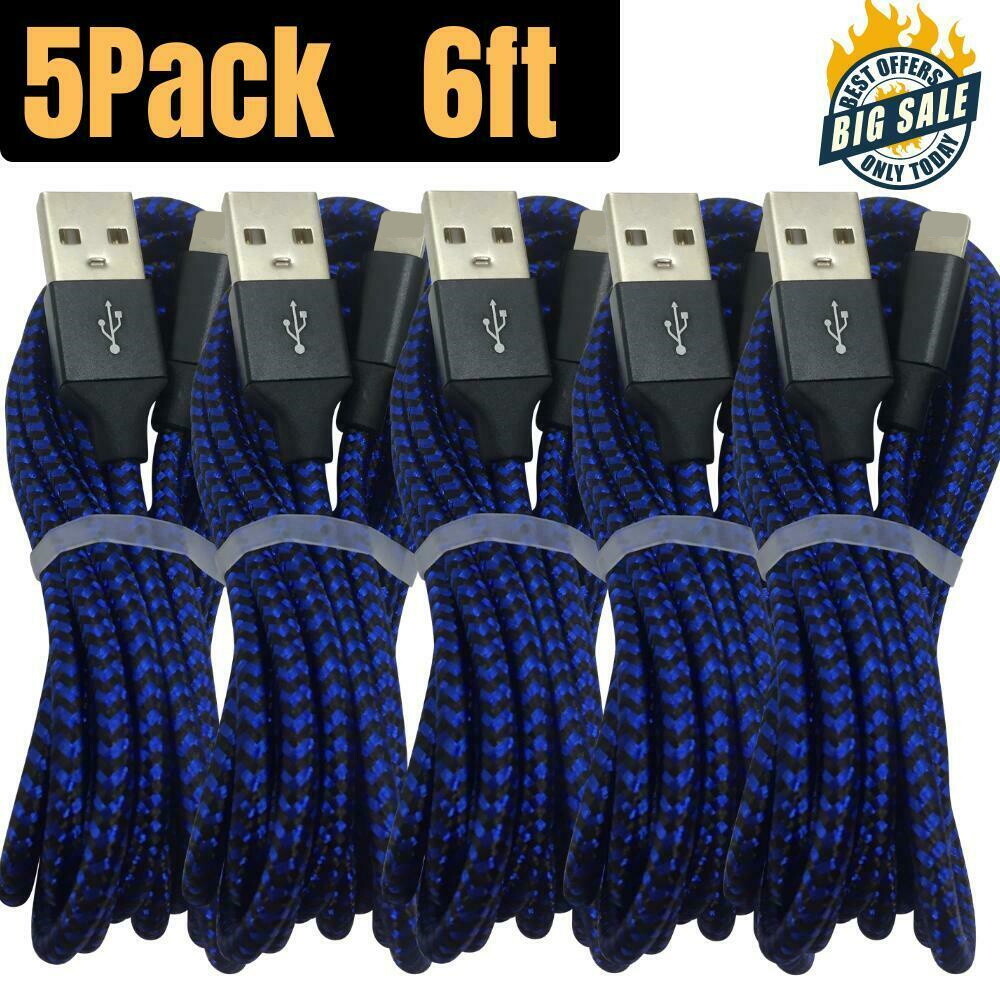5 Pack 6Ft Fast USB Cable For Apple iPad Pro Air 2 mini 4 Charger Charging Cord