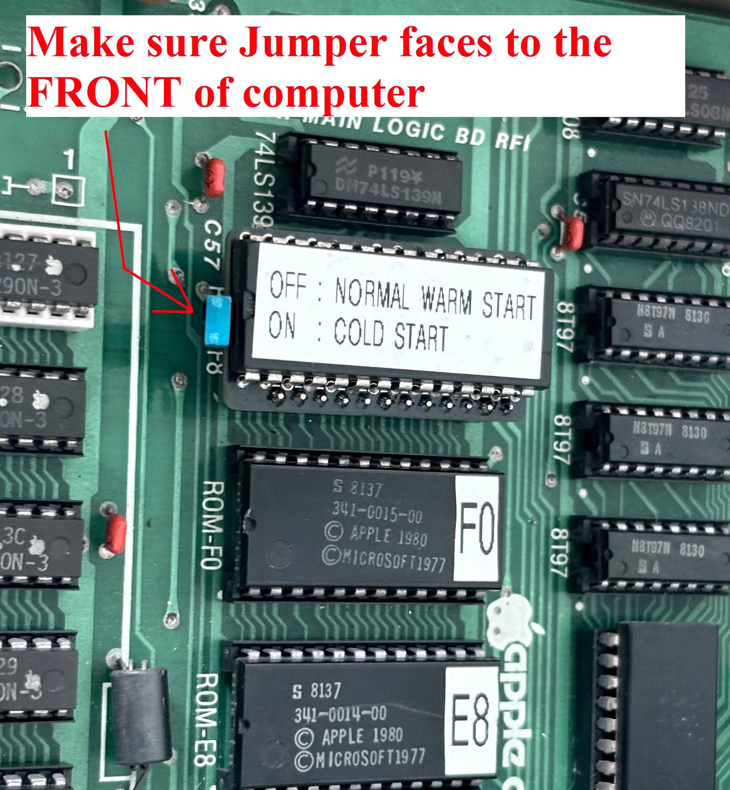 Apple II, II+  Cold RESET  F8 ROM - NO Power Cycle