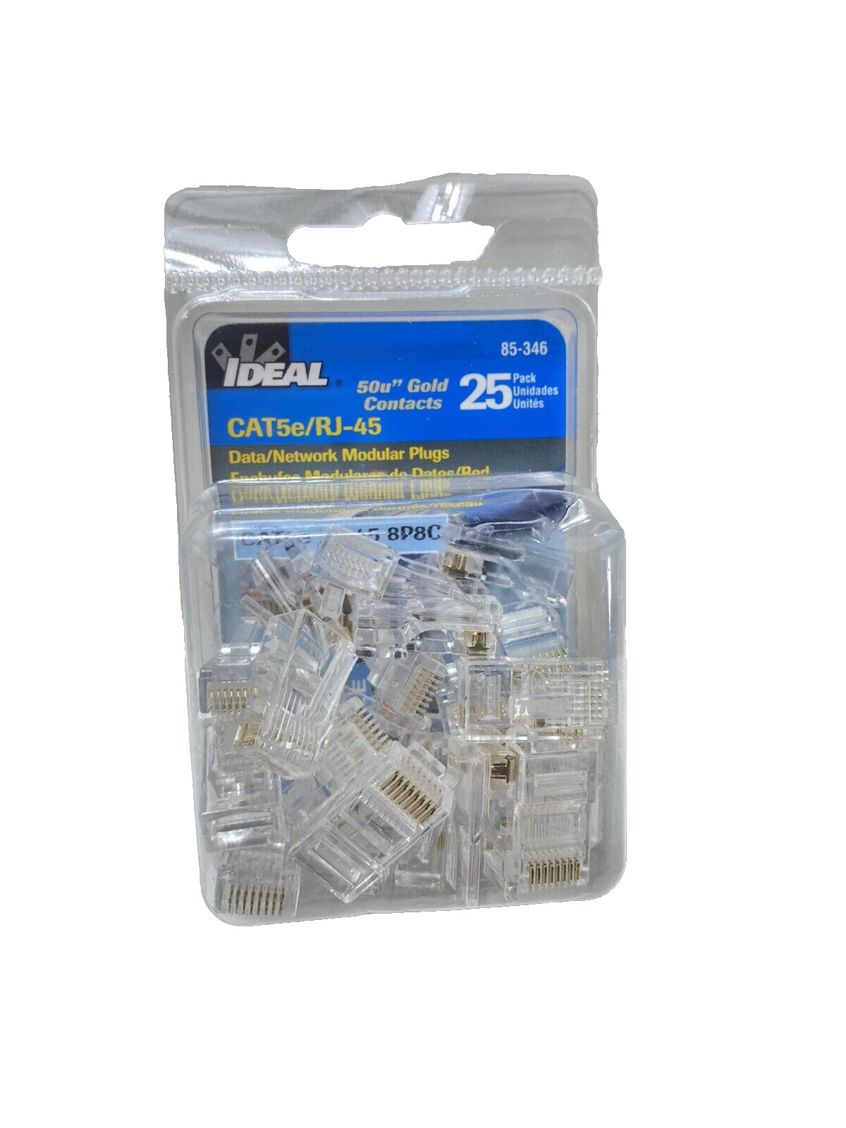 Ideal 85-346 Modular Plugs 25 Pack CAT5e RJ-45 Data Network Connectors Brand New