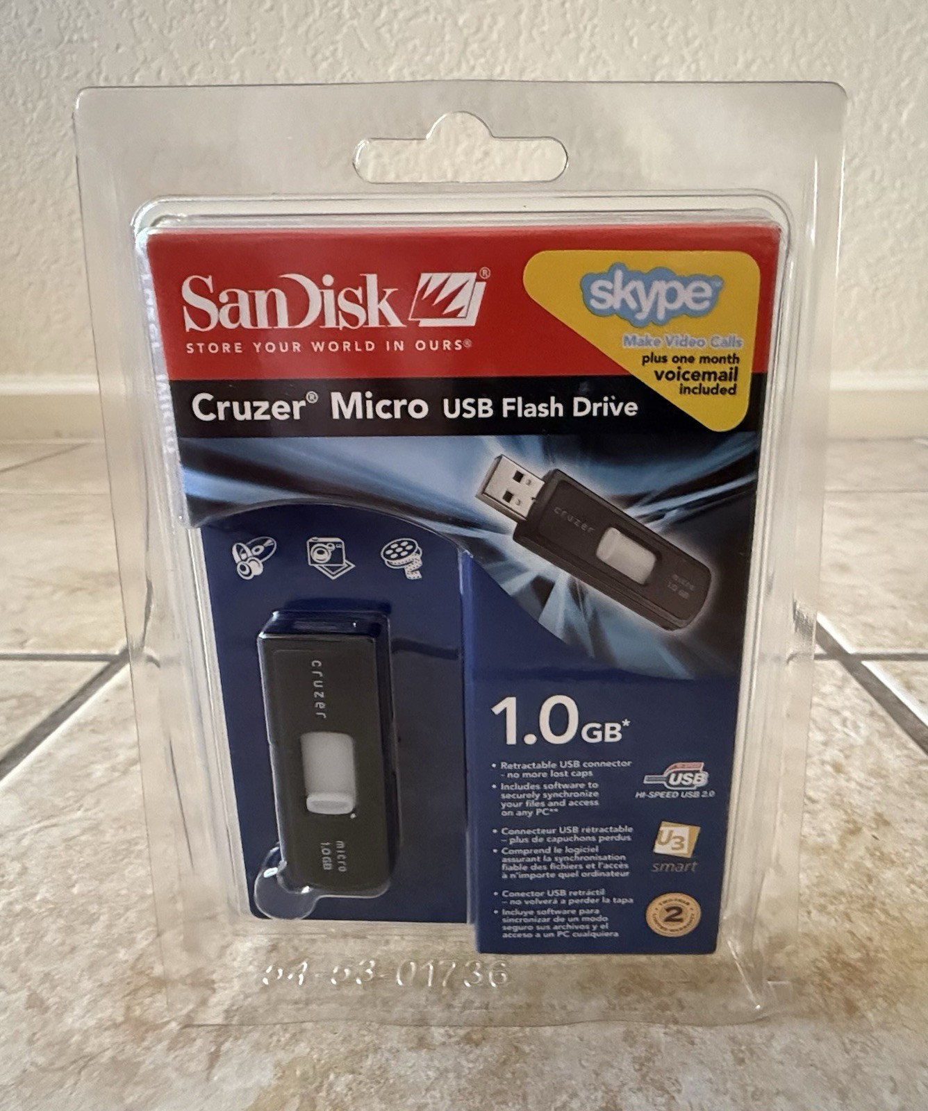 New Sealed SanDisk Cruzer Micro USB Retractable Flash Thumb Stick Drive 1.0 1 GB