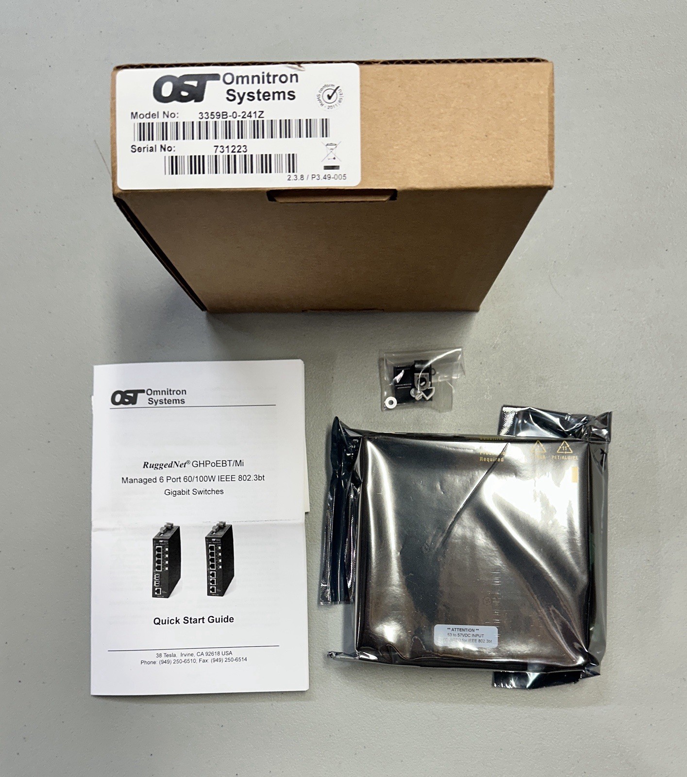 Omnitron RuggedNet Managed Gigabit IEEE 802.3BT 100W PoE Switch 3359B-0-24-1Z