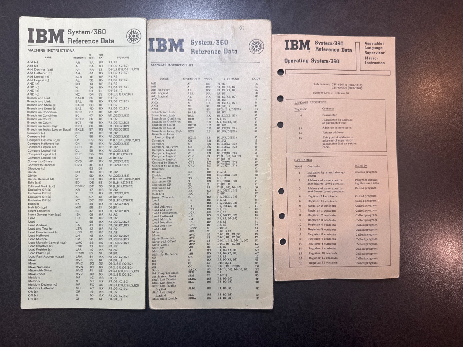 Vintage IBM System/360 S/360 Reference Data set - 3 Pieces