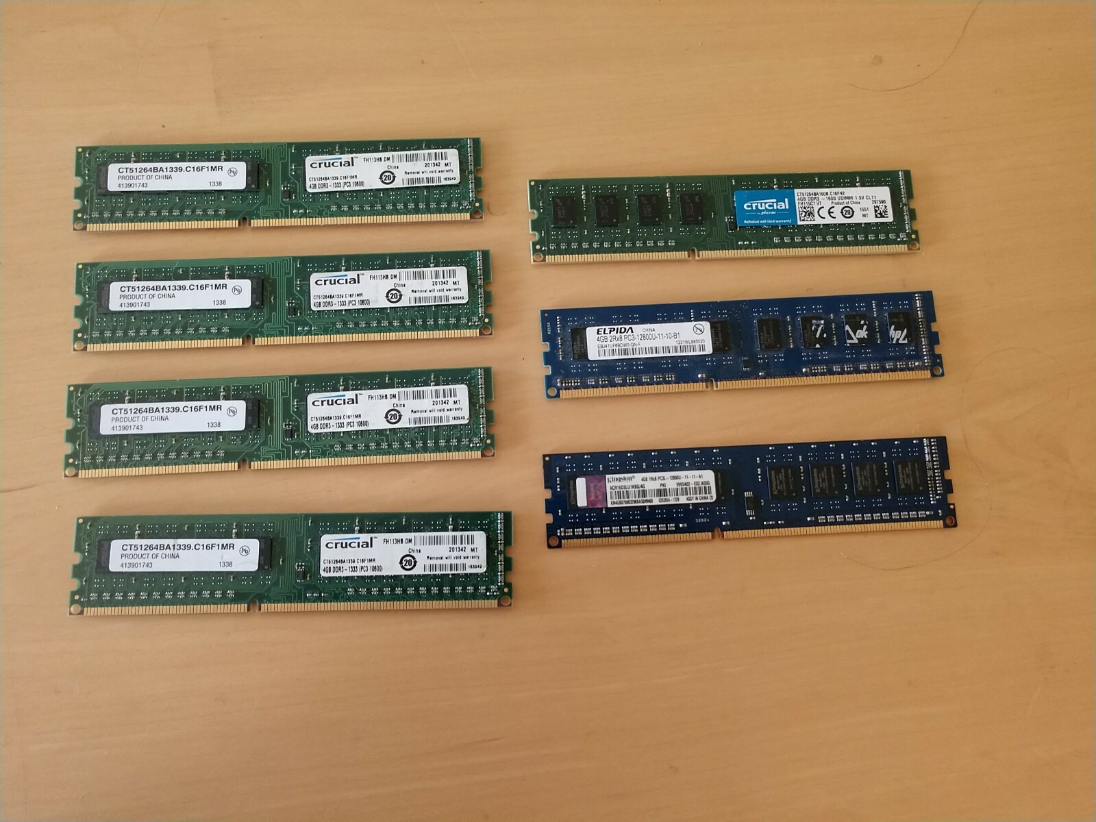 Lot of 7x 4GB PC3,PC3L DDR3 Mixed Brands & Speed Desktop RAM Memory 28GB(7x 4GB)
