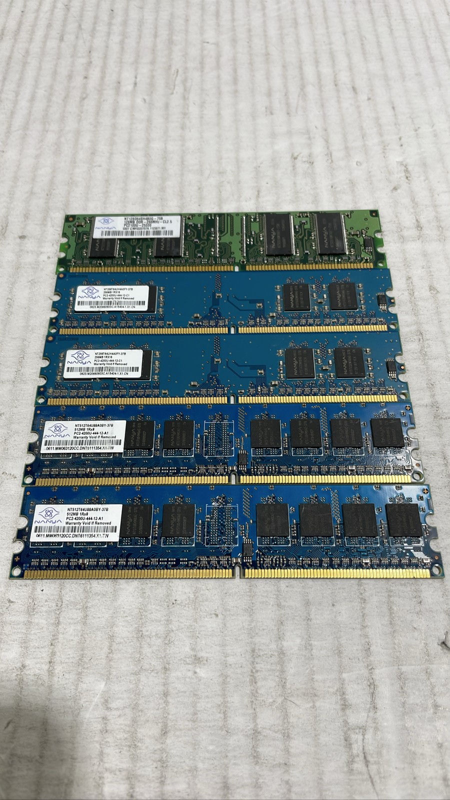 Nanya RAM 128MB DDR PC2100 & 512MB 256MB DDR2 PC2-4200 Mixed Lot Of 5