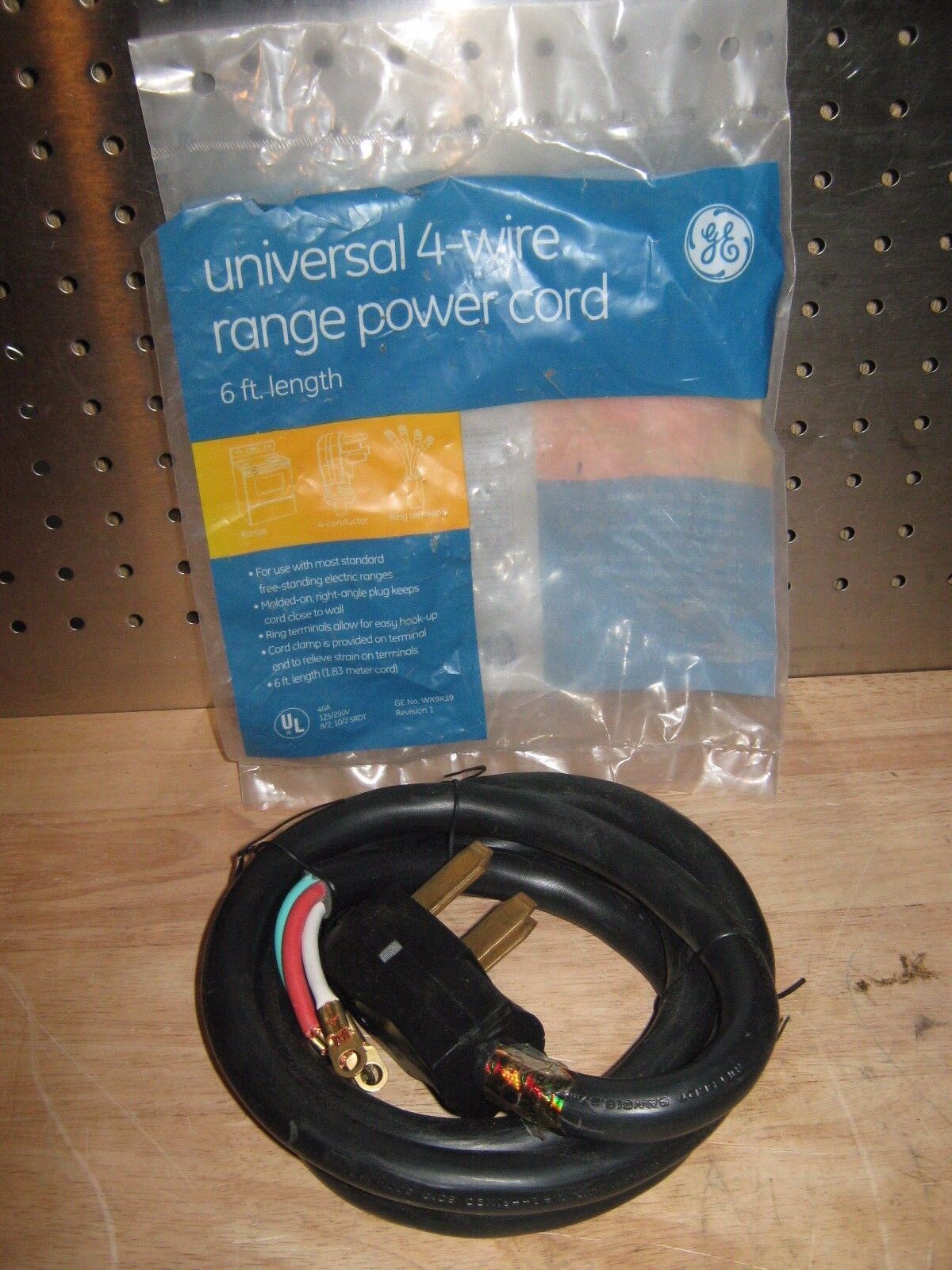 GE Universal 4-Wire Range Power Cord, 6 Foot Length, # WX9X39, EUC