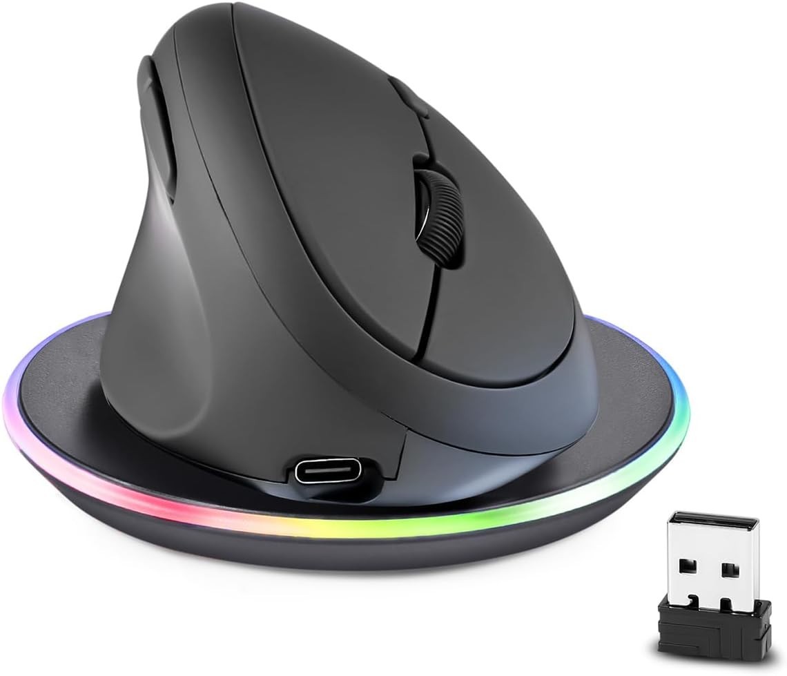 New - Perixx Perimice-719LRX, Left Handed Wireless Vertical Mouse