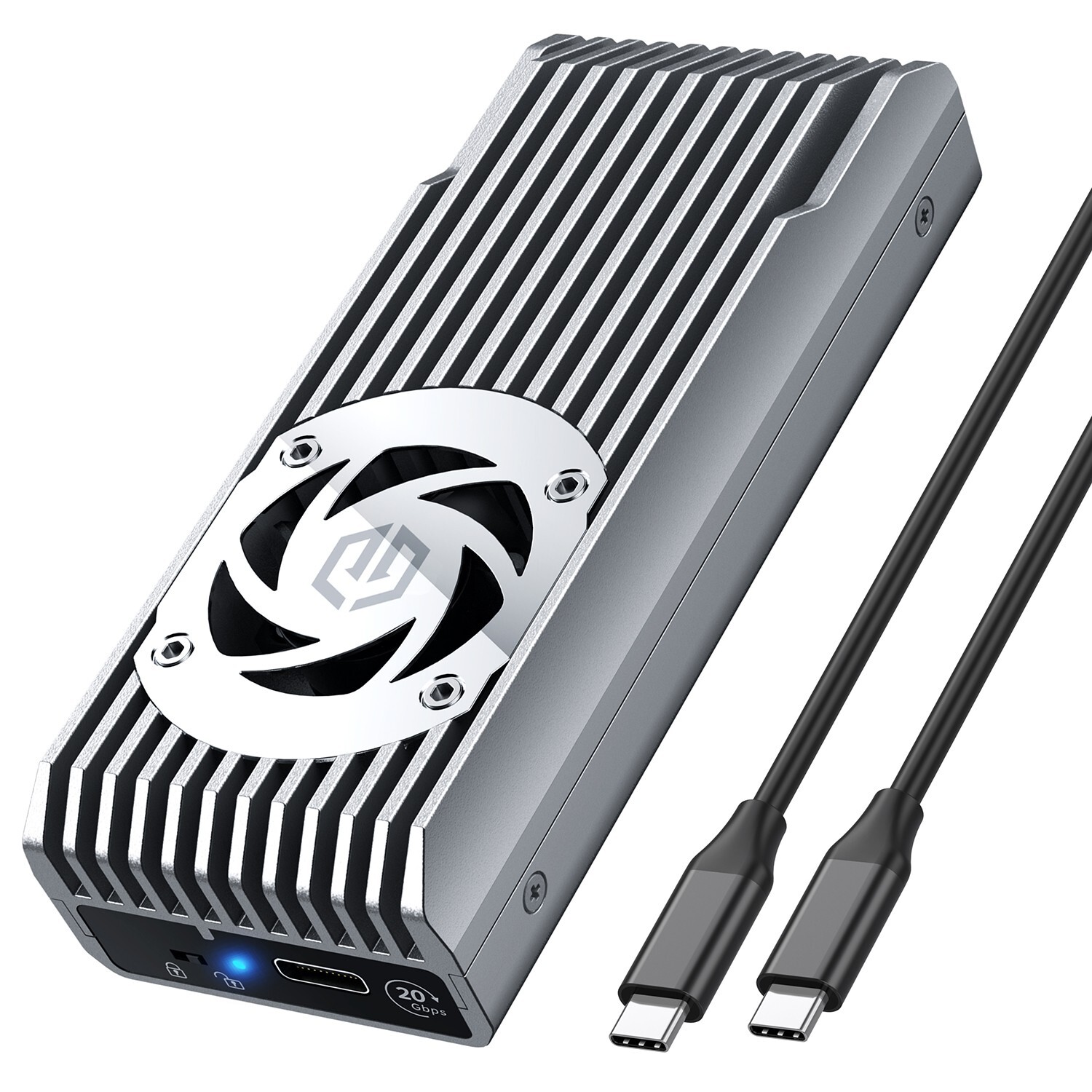 20Gbps M.2 NVMe SSD Enclosure Hard Drive Enclosure USB 3.2 Thunderbolt 4 Fan