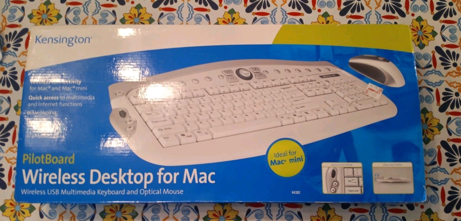 Kensington PilotBoard Wireless Keyboard & Mouse For Mac w/USB RF Receiver WORKS 