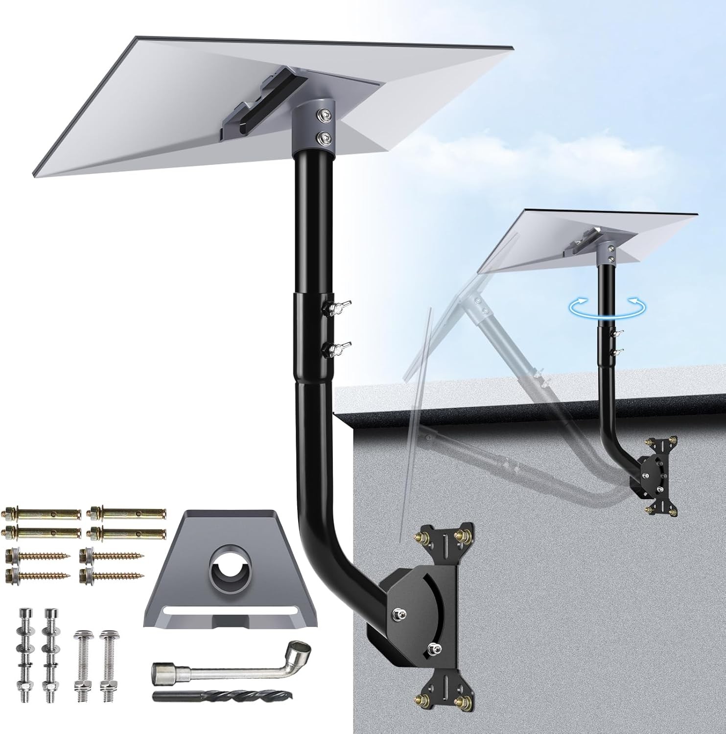 Gen 3 Adjustable Starlink Mount with Pole and Pipe Adapter for Satellite Kits