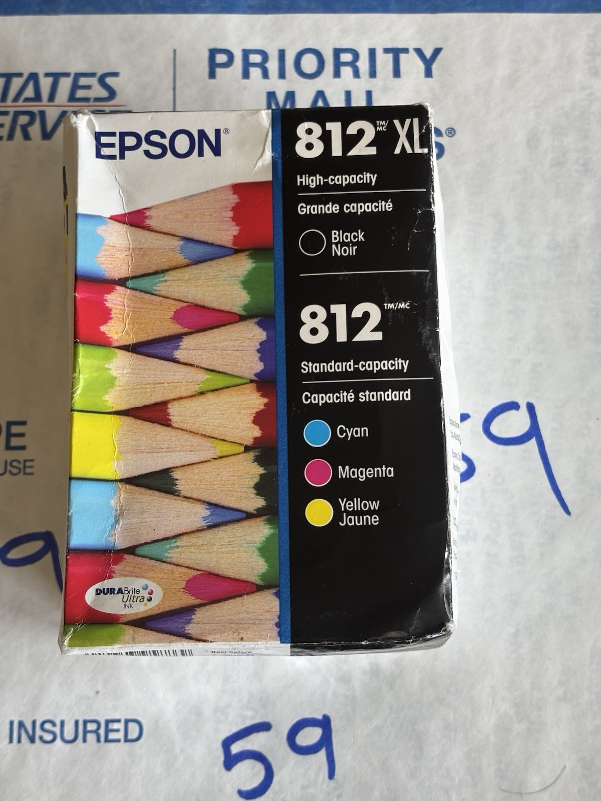 Genuine EpsoYn 812XL 3 pack  Cyan  Yellow & Black  XL Cartridges Ex 01/29