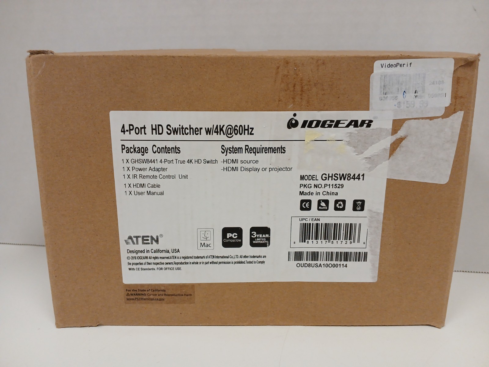 IOGEAR 4-Port HD Switcher with 4k@60hz - No Cords