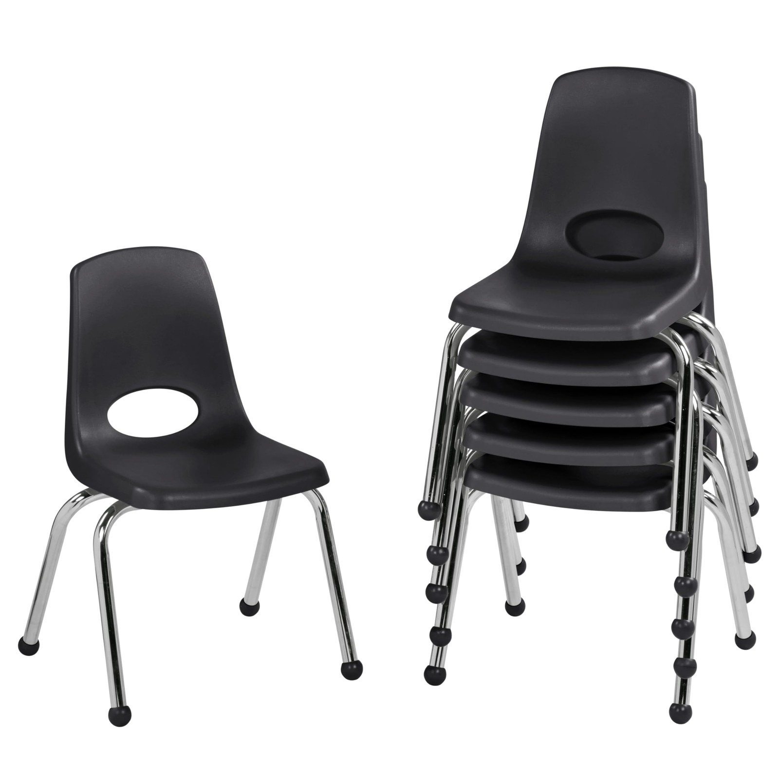 School Stack Chair 14 Ball Glides Black 6 Pack FDP 10363-BK