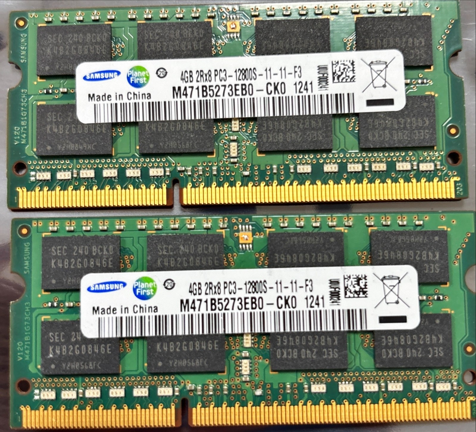 Samsung 8GB DDR3 Laptop RAM 2x4GB PC3-12800S M471B5273EB0-CK0
