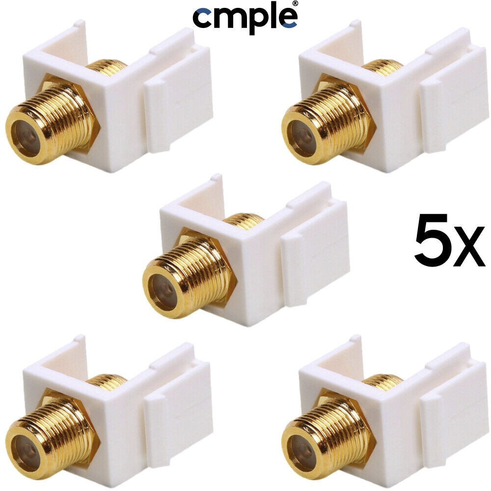 5 x F-Type Keystone Jack Coax Cable Coupler F Type Insert Wall Plate Patch Panel