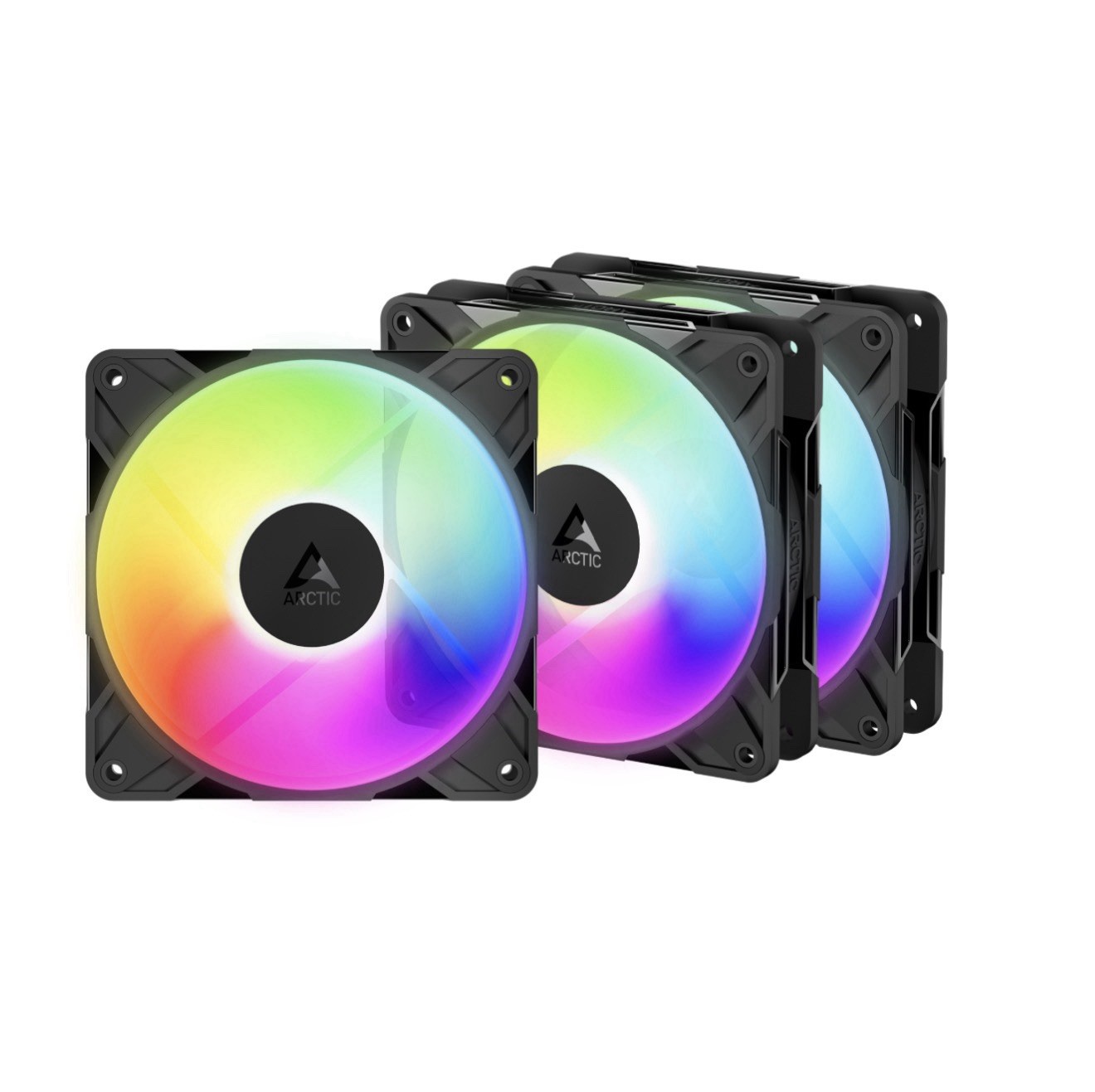 ARCTIC P12 Pro Reverse A-RGB 120mm PWM RGB Case Fan 3-Pack Black