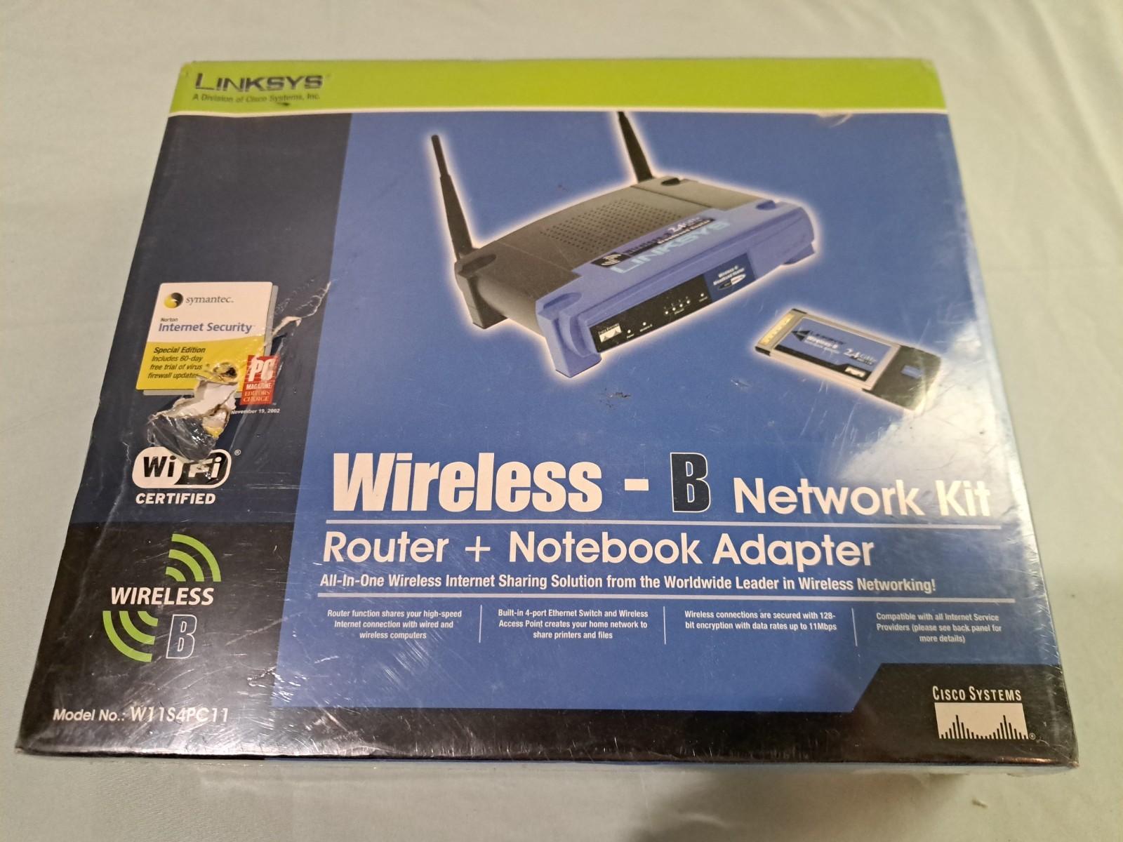 Linksys wireless-B Network Kit router+notebook adapter (W11S4PC11) New