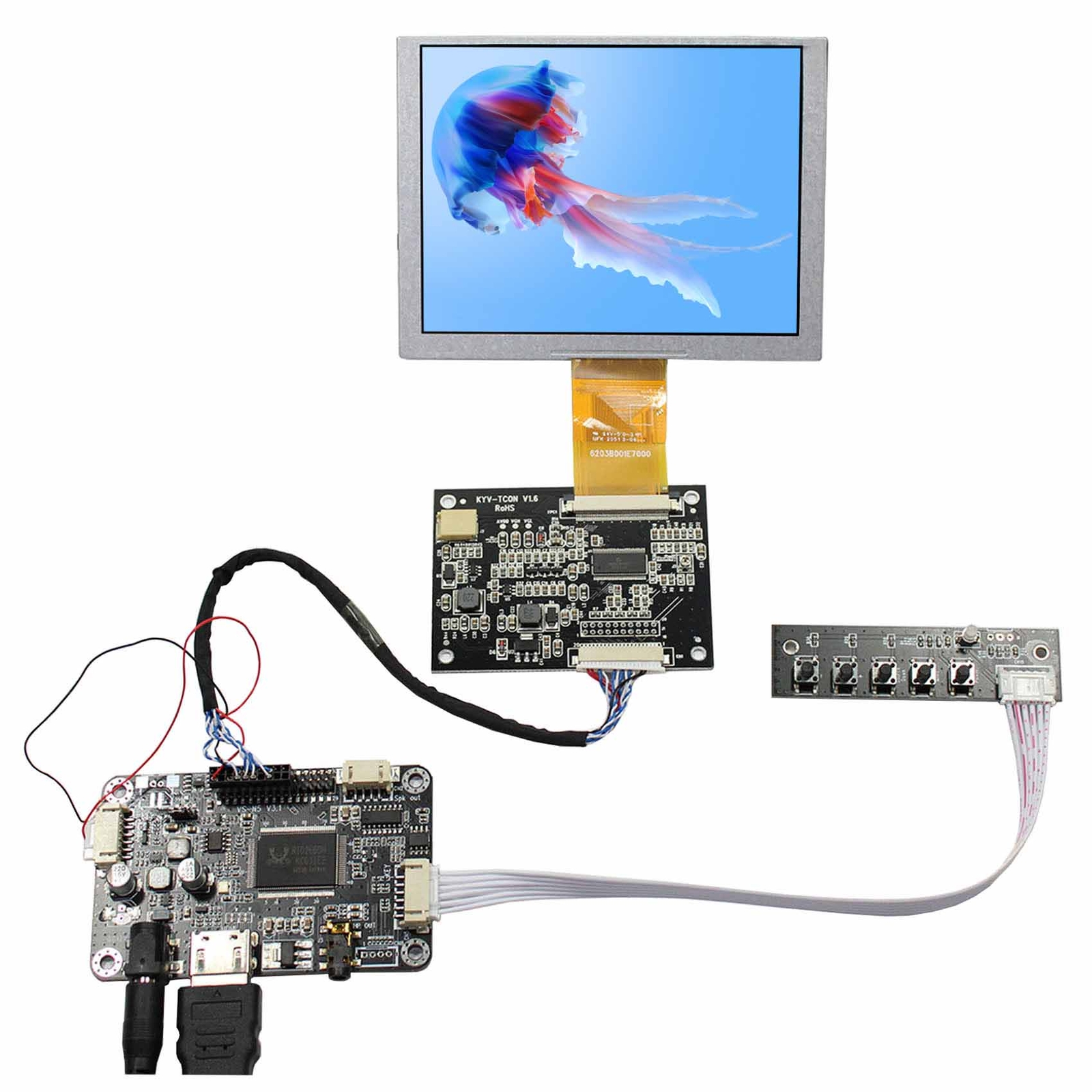 HD LCD Controller Board 5inch 640x480 VSZJ050NA 800nit Brightness LCD Panel