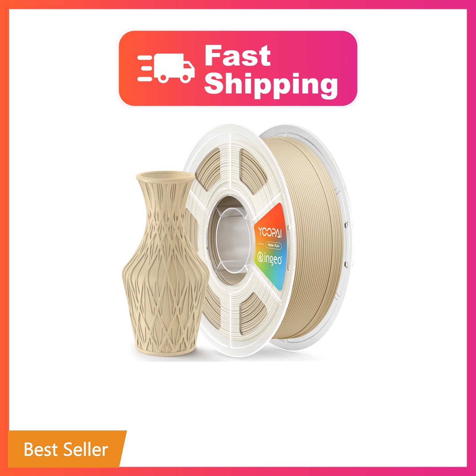YOOPAI PLA+ Matte 3D Printer Filament 1.75mm, Desert Tan, 1KG (2.2lbs) | Soft...