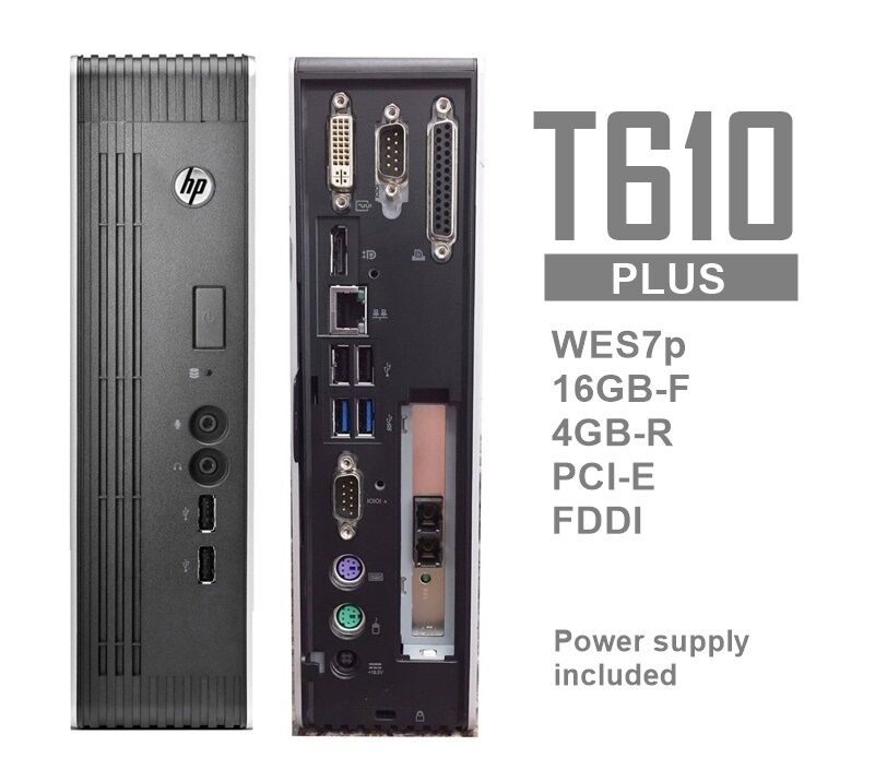 HP t610 PLUS WES7p Thin Client 16GB-F 4GB-R PCI-e Fiber B8D15AA#ABA - CNC