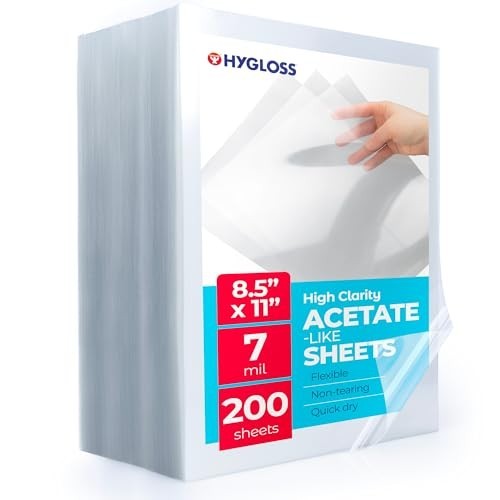 Acetate Paper Sheets 8.5 x 11 Inch Clear Transparency 200 Pack