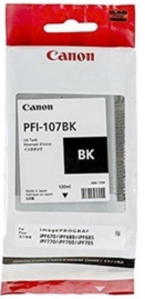 GENUINE CANON PFI-107BK BLACK INK TANK 130ML FOR IMAGEPROGRAF IPF670/680