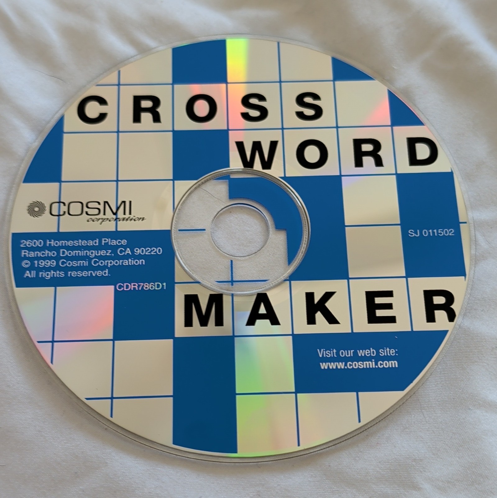 Cosmi Crossword Maker Crossword CD-ROM Software Disc CD MPN CDR786D1