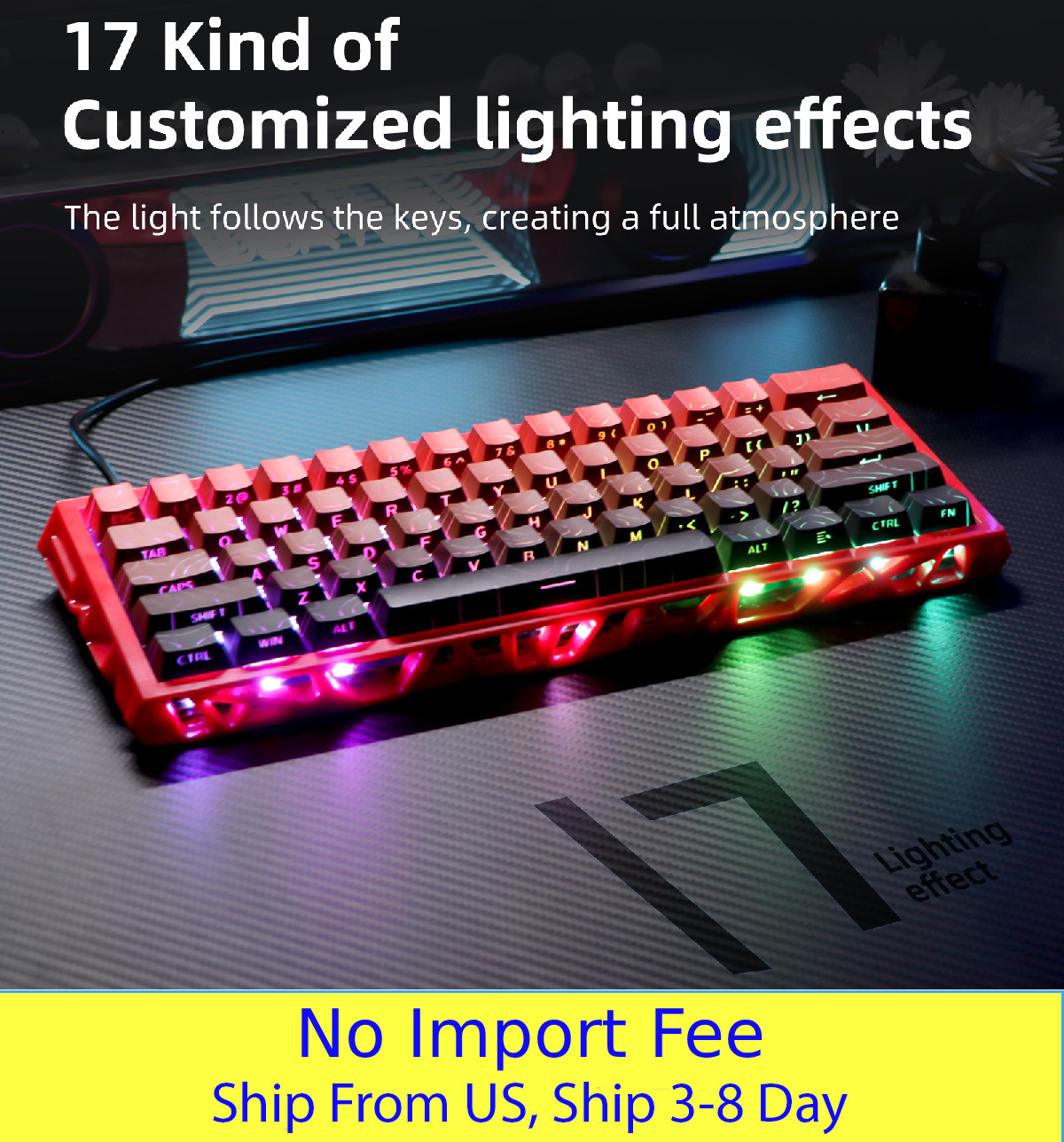 NJ61 60% Mechanical Keyboard RGB 61 Keys Gaming Wired Compact Keyboard