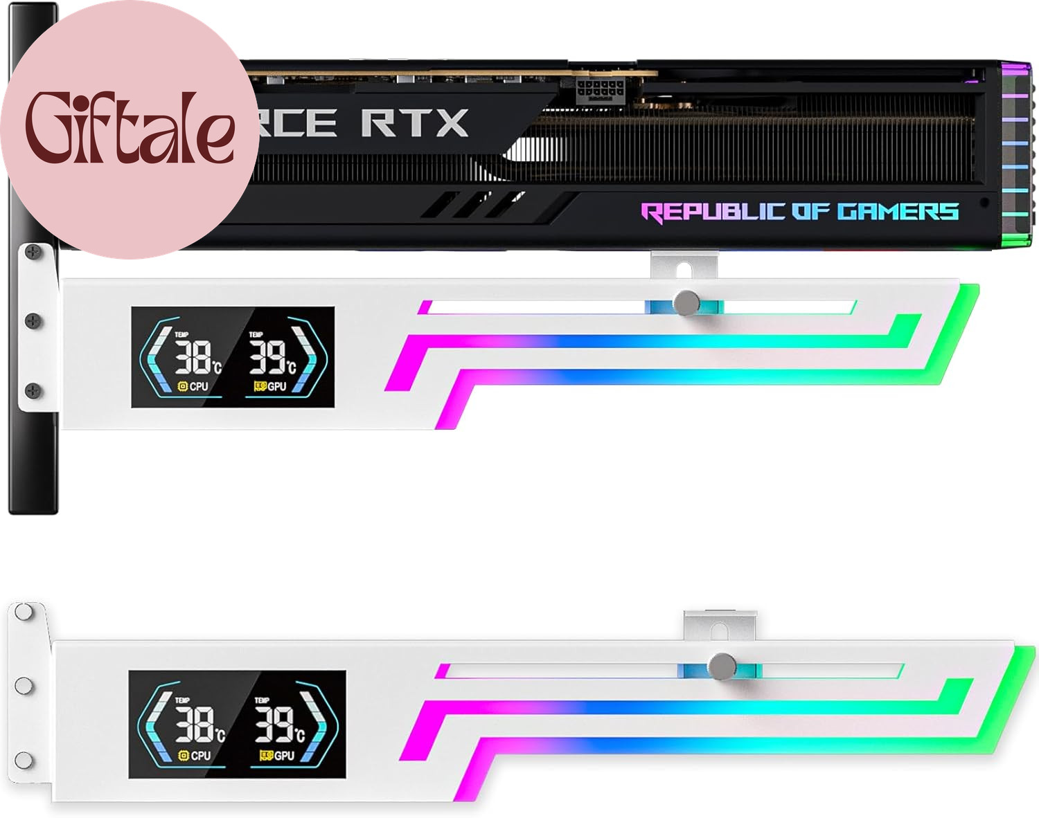 ARGB GPU Support Bracket with Temp Display Adjustable Anti Sag Graphics Card