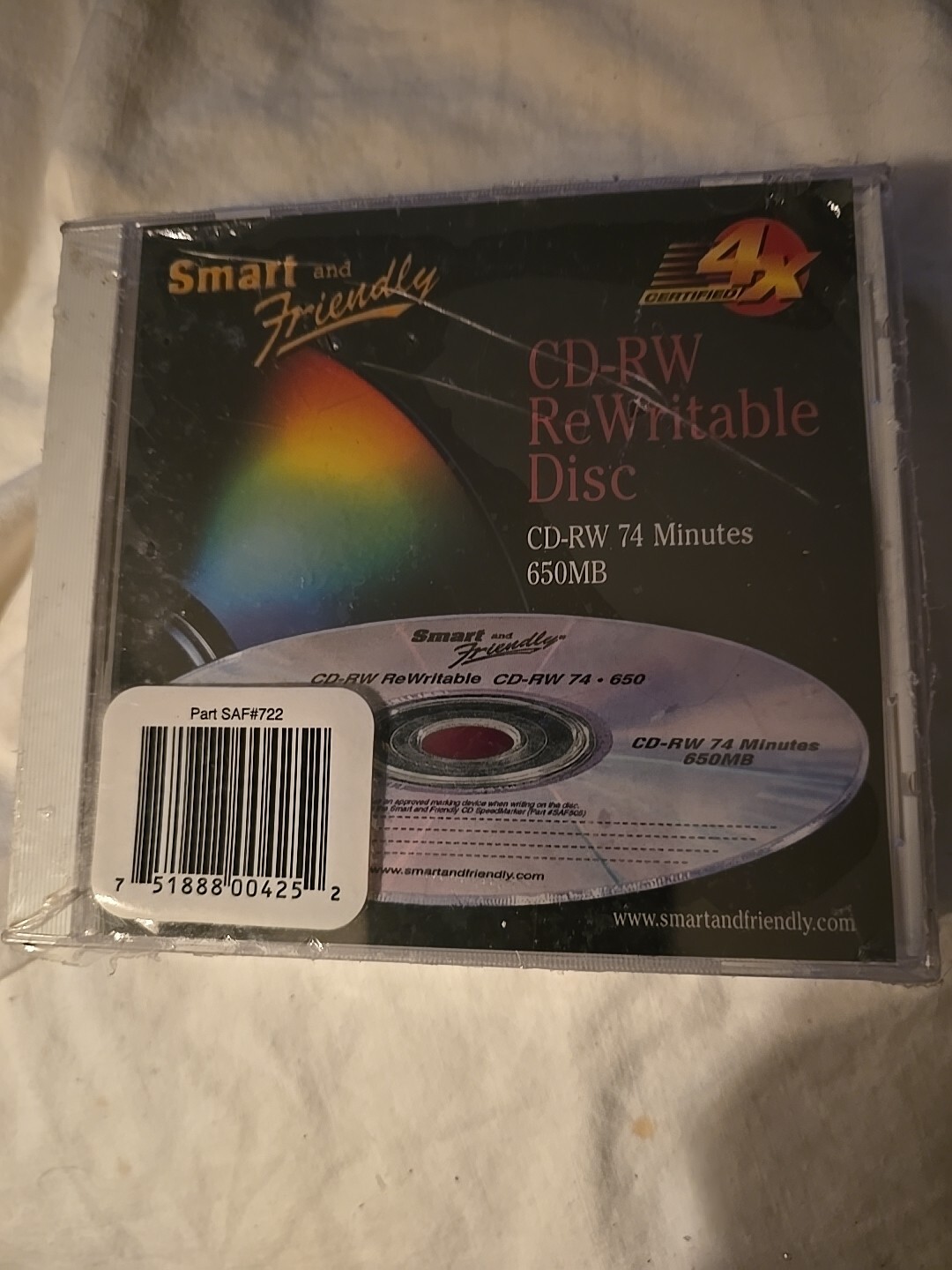 3  - Smart And Friendly CD-RW ReWritible Disc CD-RW 74 Minutes 650 Mb, NEW