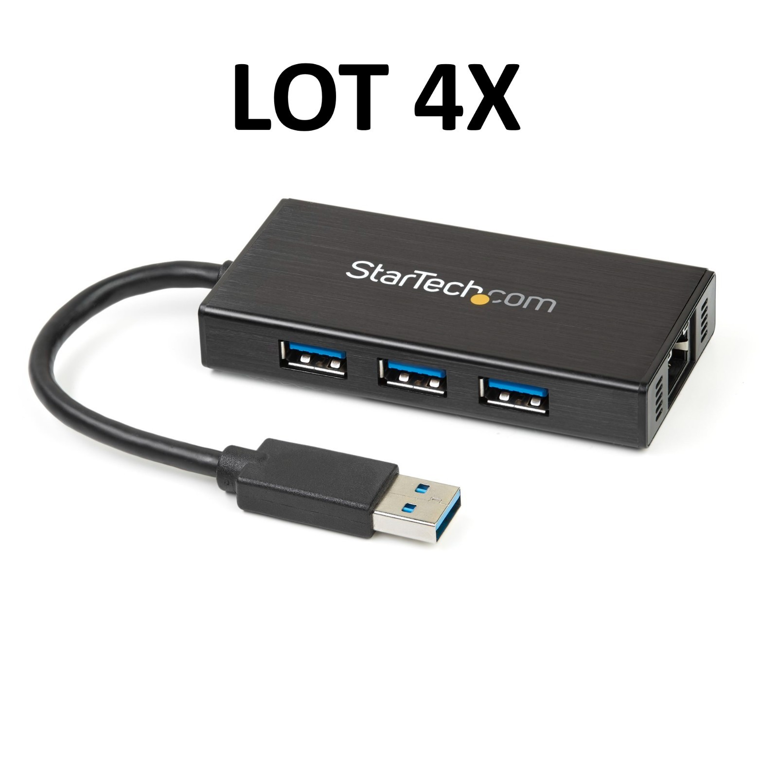 LOT 4x New StarTech ST3300GU3B 3x USB-A GbE RJ45 Aluminum Compact Adapter