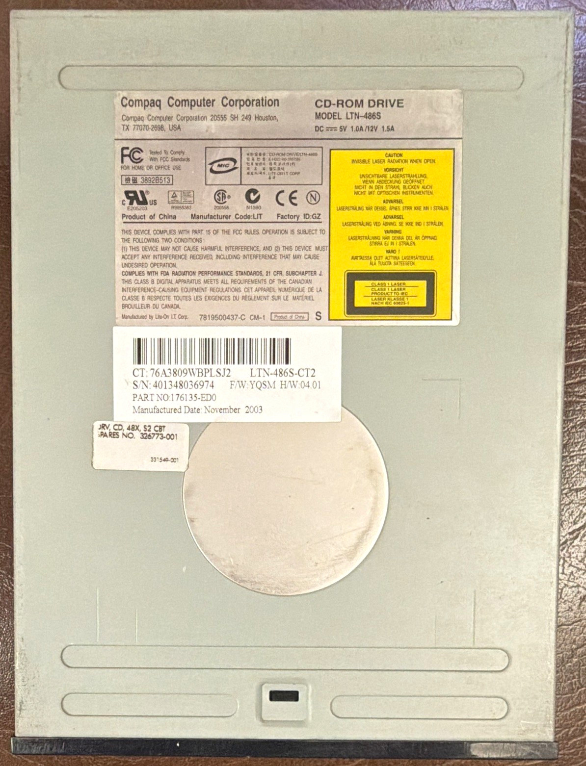 Compaq LTN-486S / LTN-486S-CT2 48x Internal Desktop CD-ROM Drive Silver PC