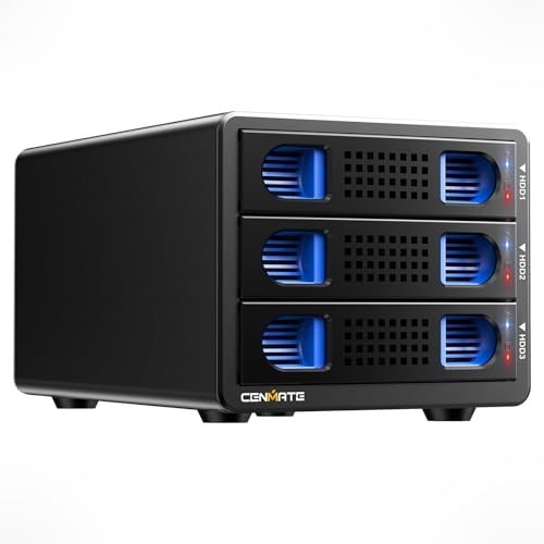 3 Bay Aluminum Hard Drive Enclosure for 2.5/3.5" HDD, USB 3.0, Fan
