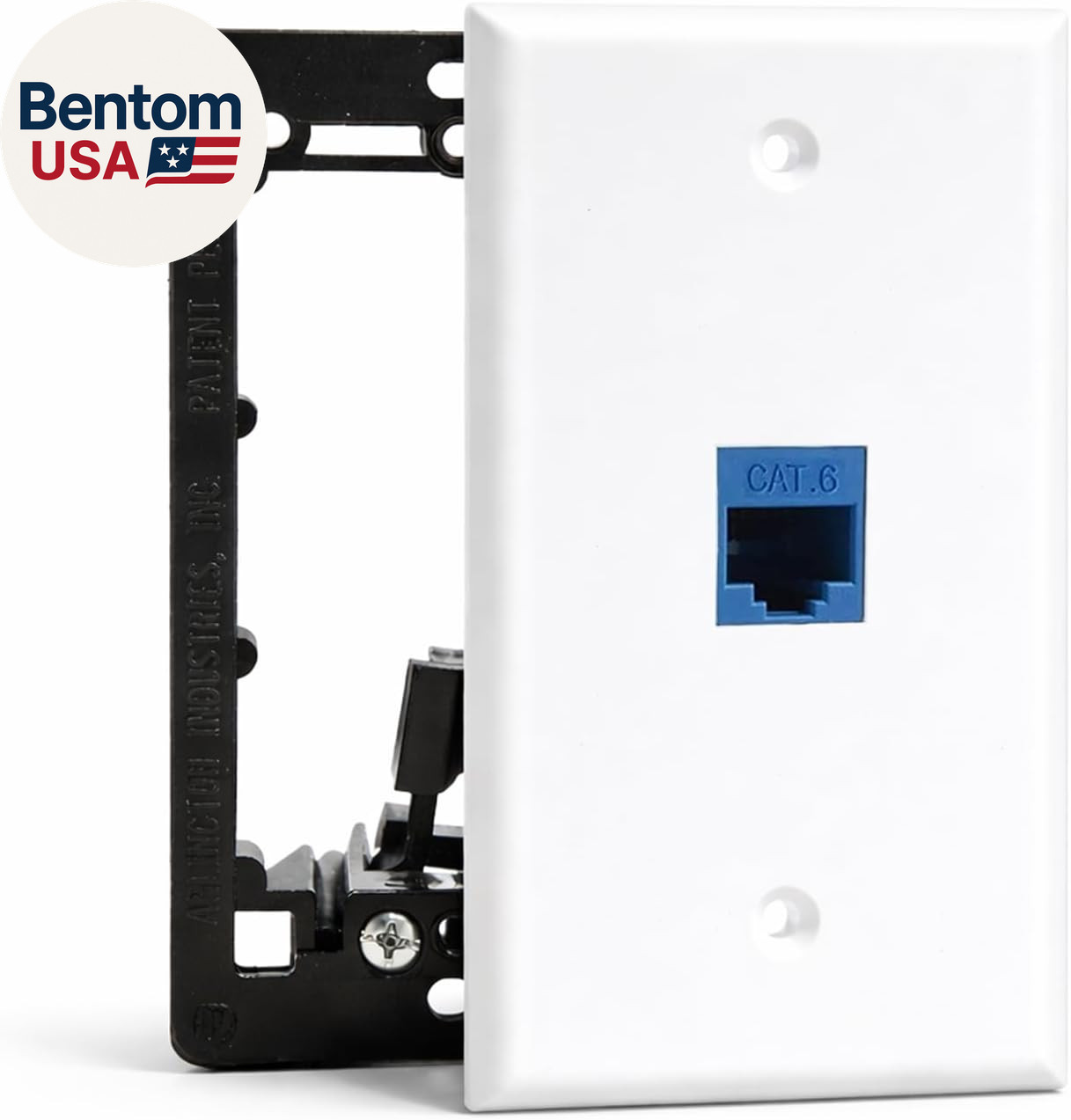 1 Port Ethernet Wall Plate, Cat 6, Wall Outlet, RJ45 Female to Female Keystone J