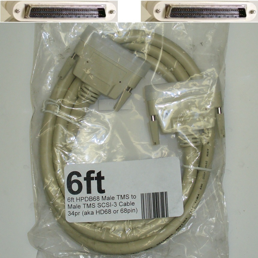 6ft long HPDB68-pin SCSI3 Male~M External MM Cable/Cord/Wire HD/MD/HP/HDP/DB/H68