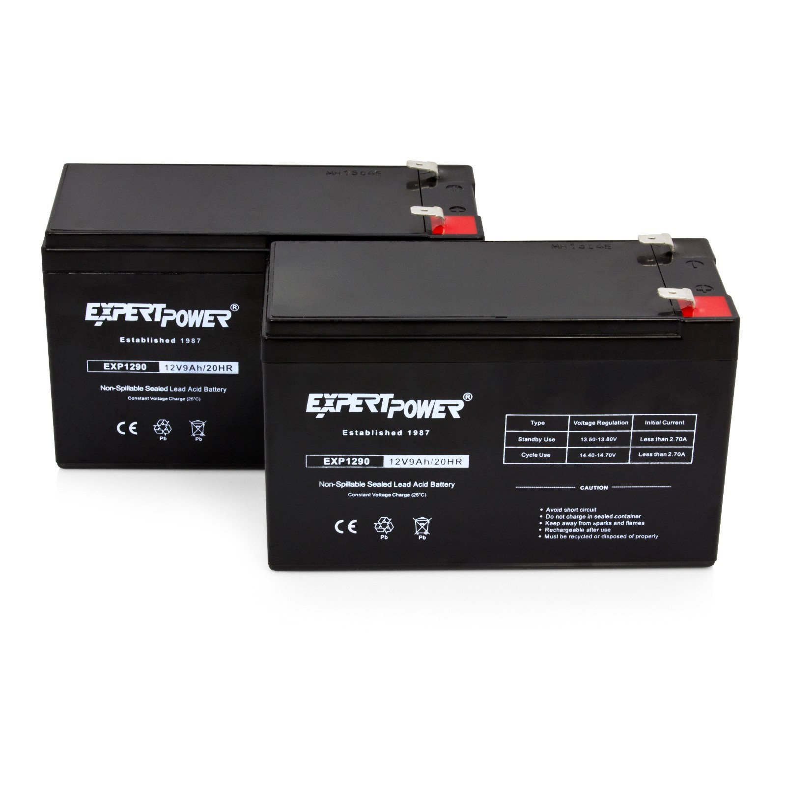 ExpertPower 2 Pack - 12V 9Ah SLA Battery F2 Terminal