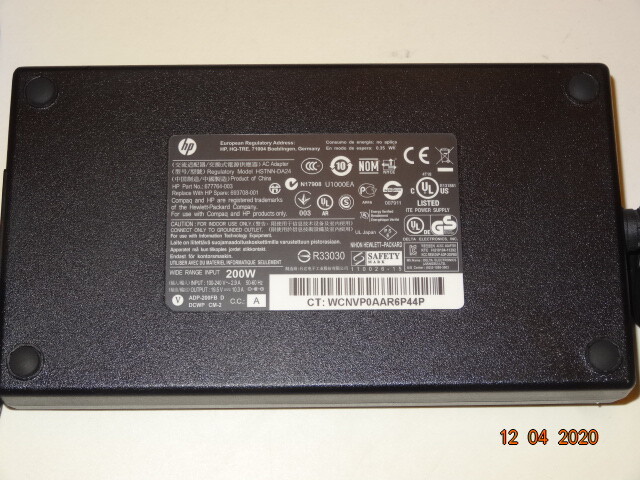 Genuine 19.5V 10.3A AC Adapter 200W  for HP EliteBook 8740w Charger 677764-003 