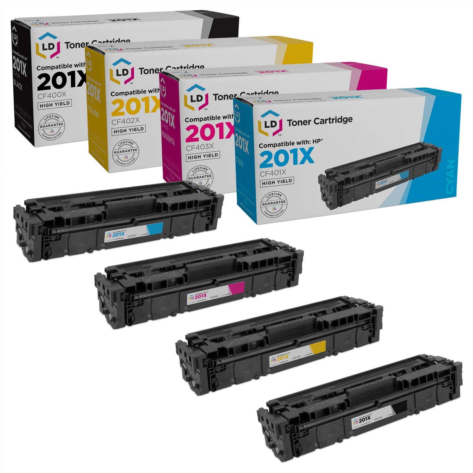 LD Compatible Replacements for HP 201X 4PK: 1 CF400X/1 CF401X/1 CF402X/1 CF403X