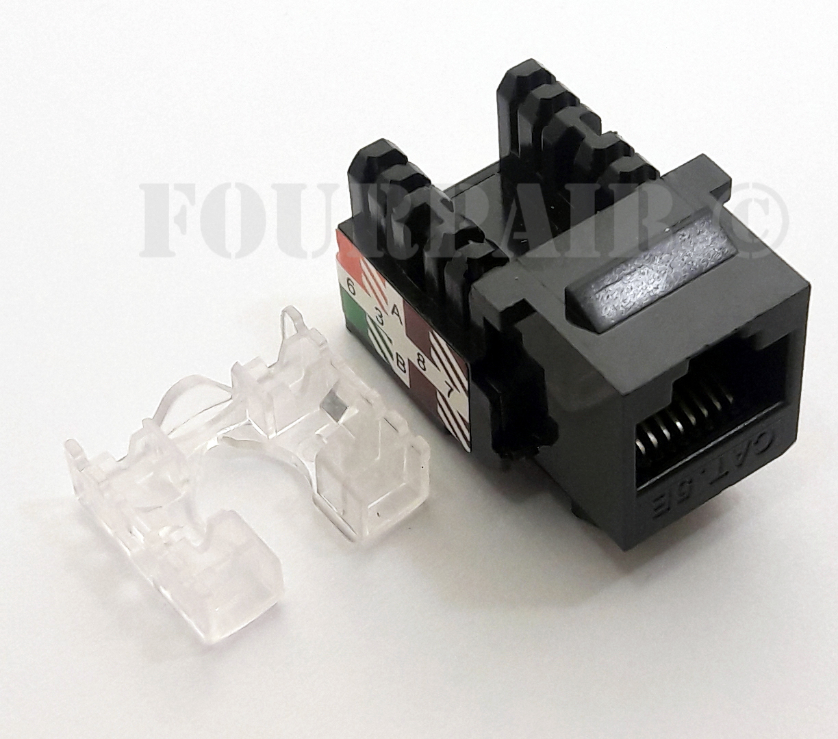 CAT5e Standard Keystone RJ45 110 Punch Down Keystone Modular Snap-In Jack, Black