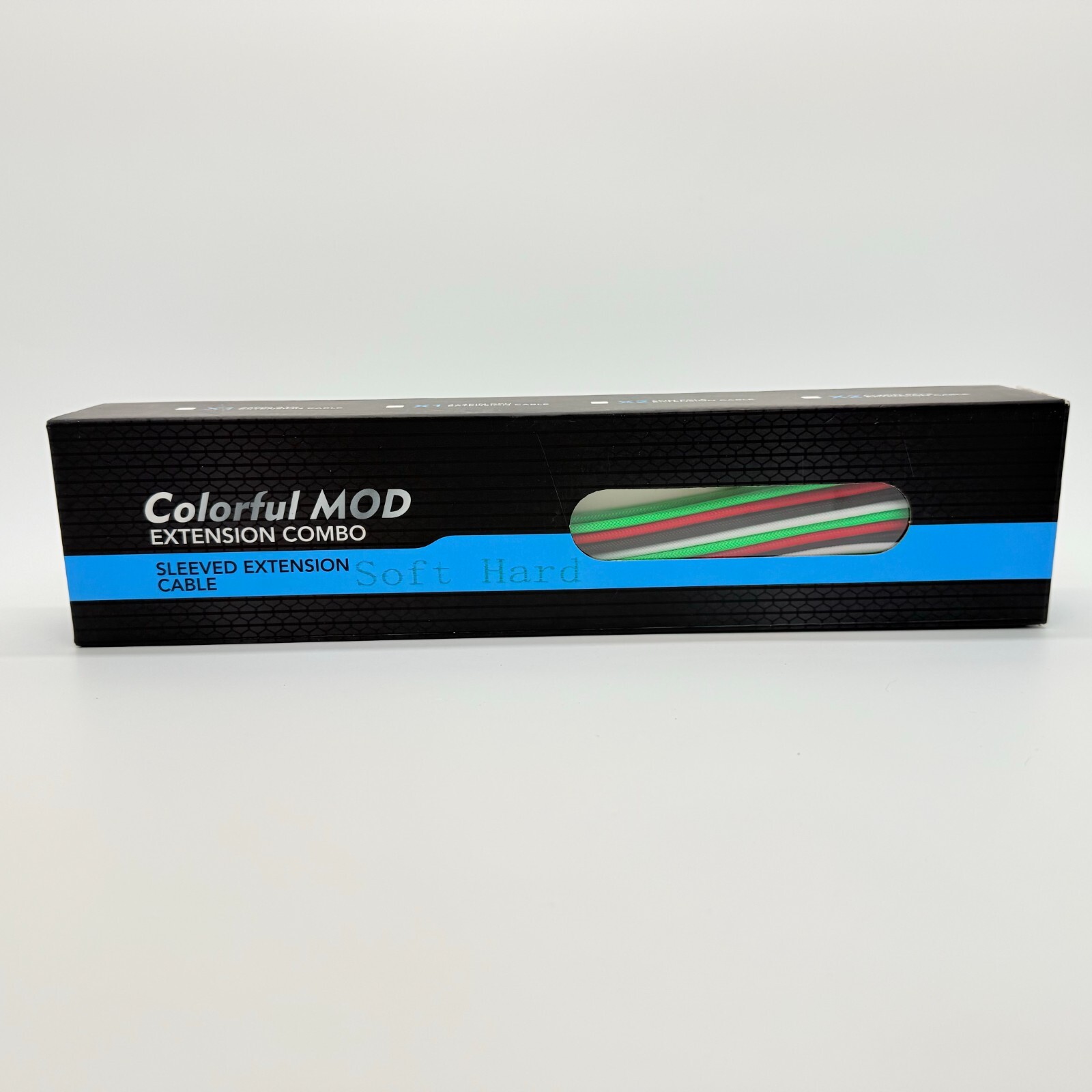 Colorful MOD Extension Combo Braided Sleeved Cables WHITE, RED, BLACK, GREEN