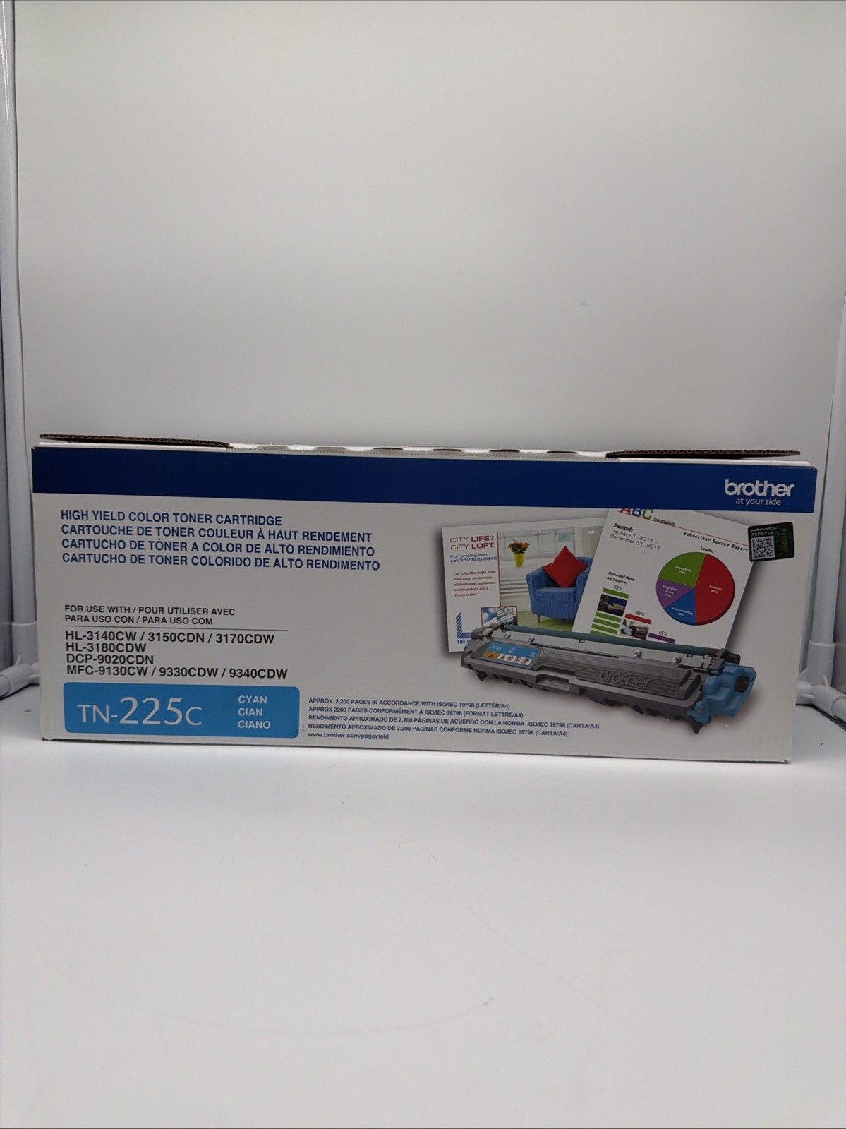 Genuine Brother TN225C Cyan Toner Cartridge High Yield 2200 Page OEM