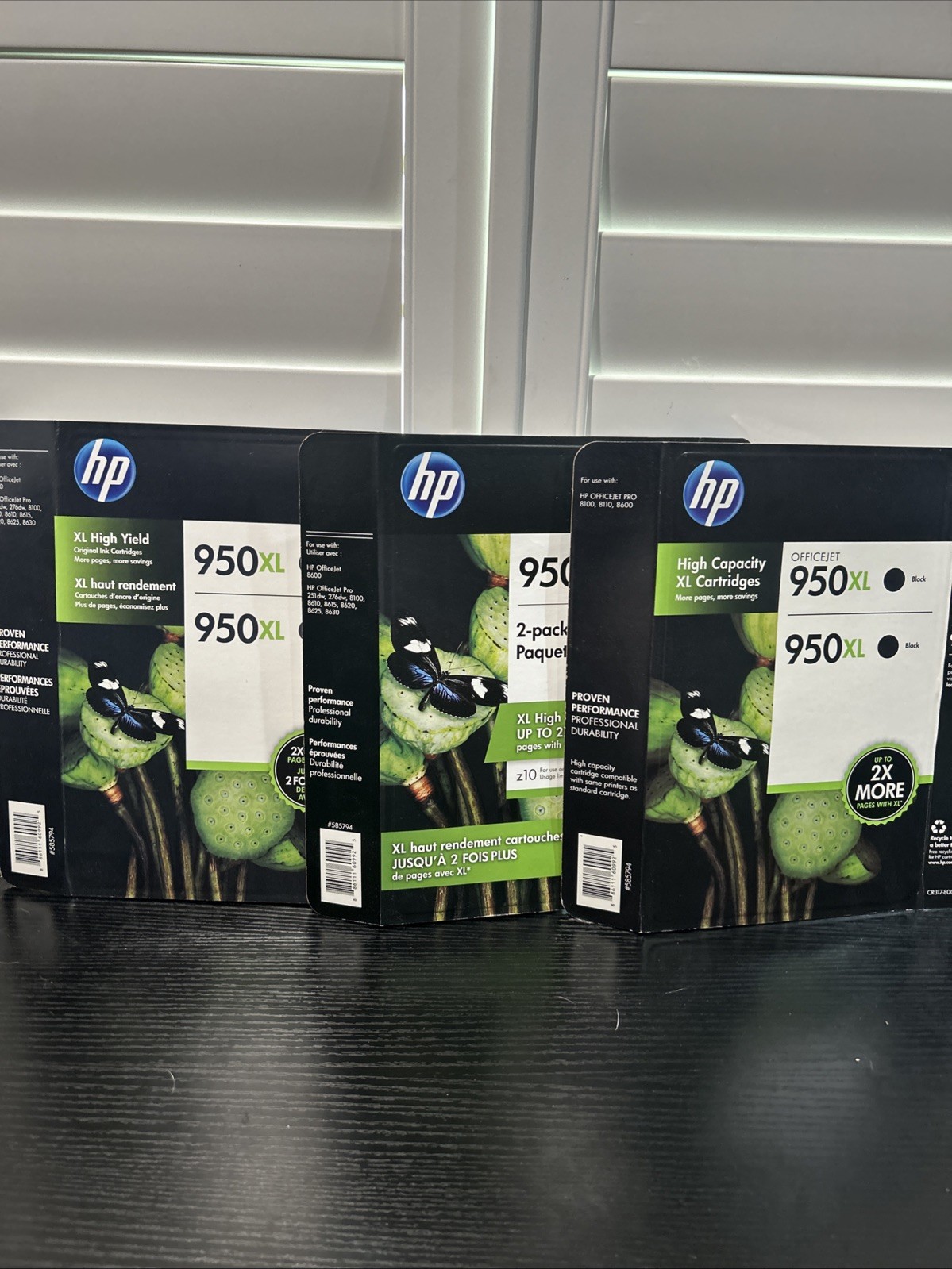 HP 950XL Black High Yield Ink 6-Cartridge Lot Genuine OEM Sealed