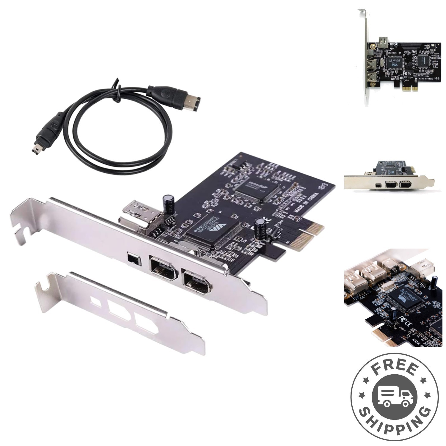 4-Port PCI Express Firewire Adapter for Enhanced Data Transfer - Classic Design